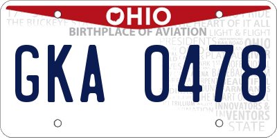 OH license plate GKA0478