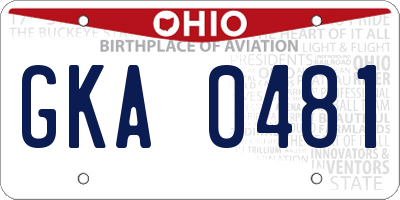 OH license plate GKA0481