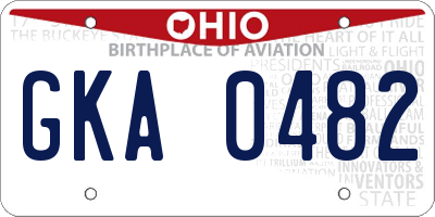 OH license plate GKA0482