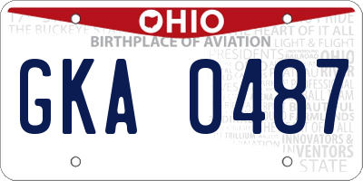OH license plate GKA0487