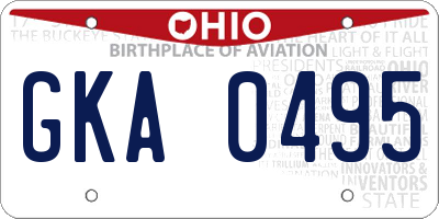 OH license plate GKA0495