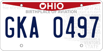 OH license plate GKA0497