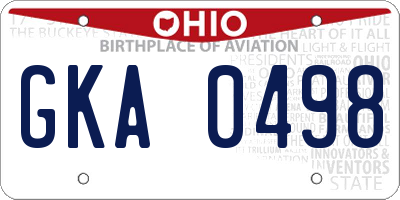 OH license plate GKA0498