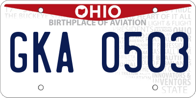 OH license plate GKA0503