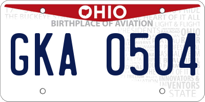 OH license plate GKA0504