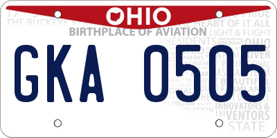OH license plate GKA0505
