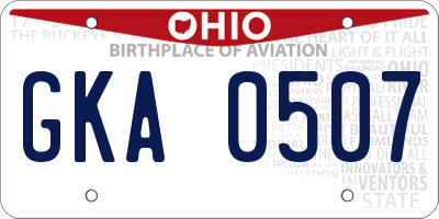 OH license plate GKA0507