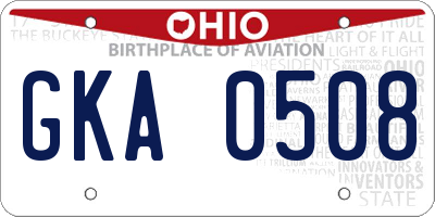 OH license plate GKA0508