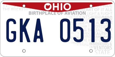 OH license plate GKA0513