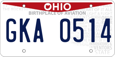 OH license plate GKA0514