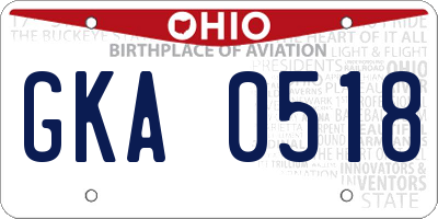 OH license plate GKA0518