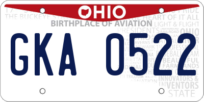 OH license plate GKA0522