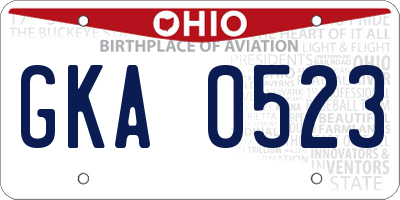 OH license plate GKA0523