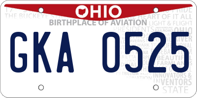 OH license plate GKA0525