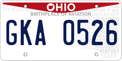 OH license plate GKA0526