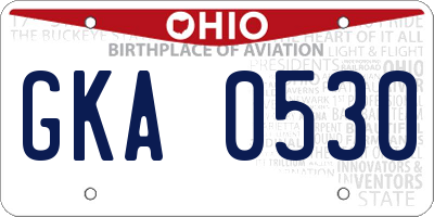 OH license plate GKA0530