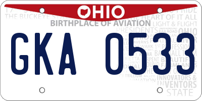OH license plate GKA0533