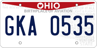 OH license plate GKA0535