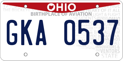 OH license plate GKA0537