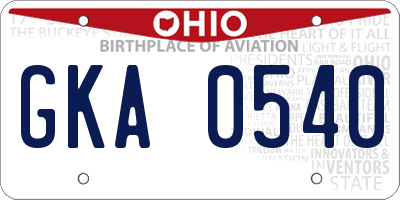 OH license plate GKA0540