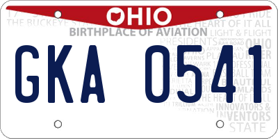 OH license plate GKA0541