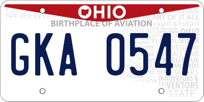OH license plate GKA0547