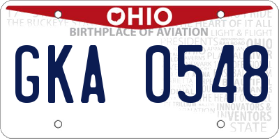 OH license plate GKA0548