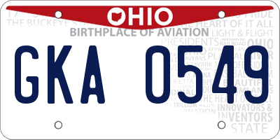 OH license plate GKA0549
