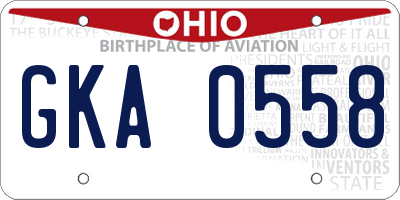 OH license plate GKA0558