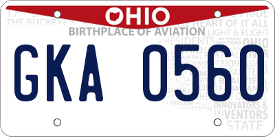 OH license plate GKA0560