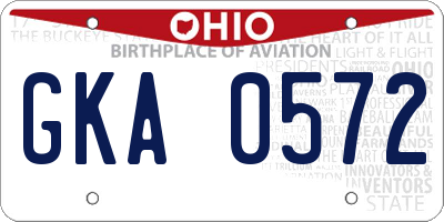 OH license plate GKA0572
