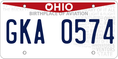 OH license plate GKA0574