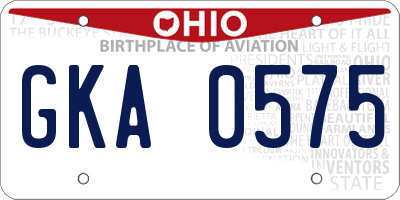 OH license plate GKA0575