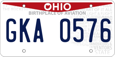 OH license plate GKA0576