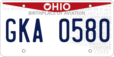 OH license plate GKA0580