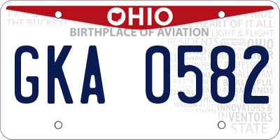 OH license plate GKA0582