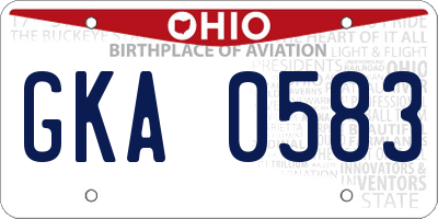 OH license plate GKA0583