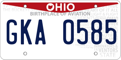 OH license plate GKA0585