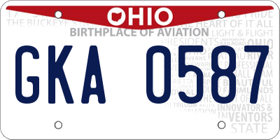 OH license plate GKA0587