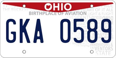 OH license plate GKA0589