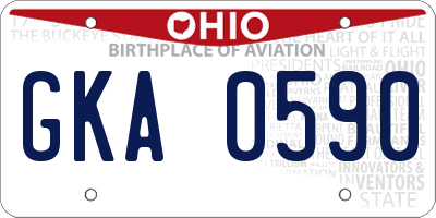 OH license plate GKA0590