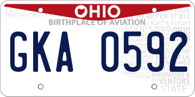 OH license plate GKA0592