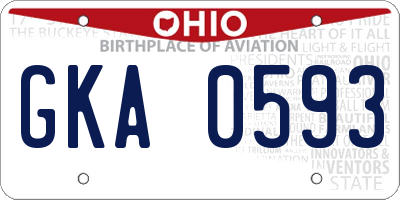 OH license plate GKA0593