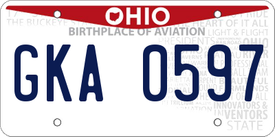 OH license plate GKA0597