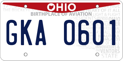 OH license plate GKA0601