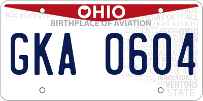 OH license plate GKA0604