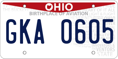 OH license plate GKA0605