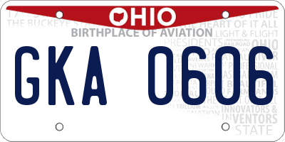 OH license plate GKA0606