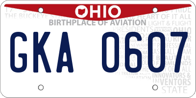 OH license plate GKA0607