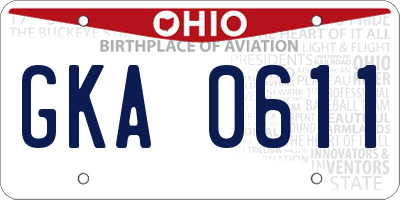 OH license plate GKA0611